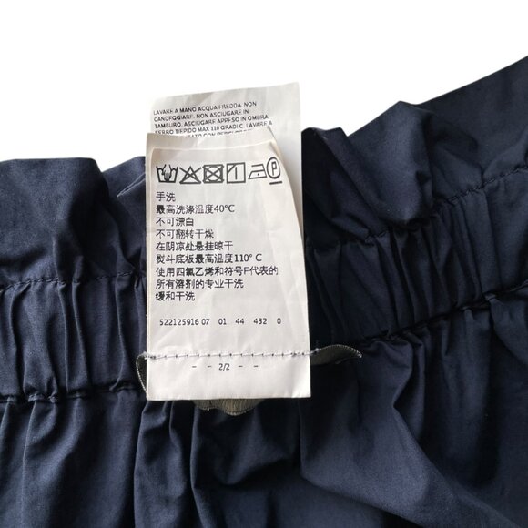 Weekend MaxMara Navy Blue Tiered Cotton Dress 10 Bow Shoulder - Picture 6 of 7